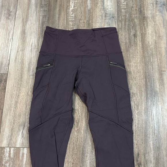 Lululemon Toasty Tech Eggplant Purple Zipper Pocket Leggings size 6 lined tights - Picture 3 of 9
